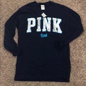 Brand New!!! VS PINK Navy Blue Bling Tee!!